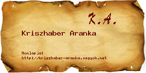 Kriszhaber Aranka névjegykártya